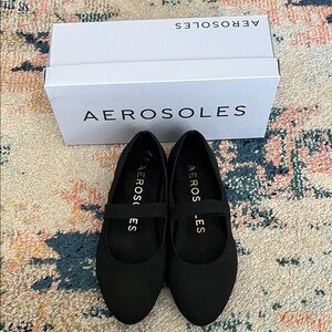 AEROSOLES Classic Black Flats, Mary Janes